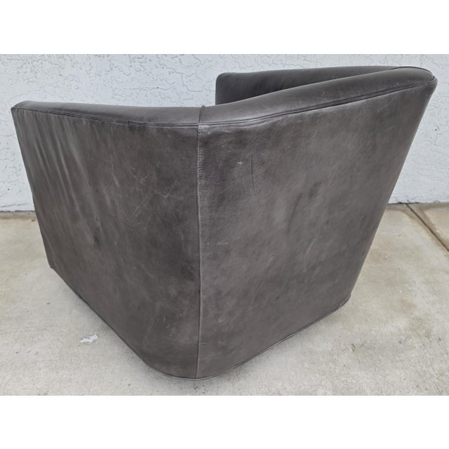 Restoration Hardware 1950s Italian Shelter Arm Leather Swivel Club Chair Rh For Sale In Miami - Image 6 of 18