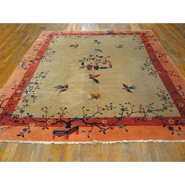 Early 20th Century Chinese Peking Carpet ( 9'2" x 11'6" - 280 x 350 ) Knotted Room Size Chinese Wool Ivory Rectangle –...