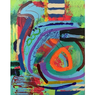 Original Intuitive Abstract Painting on Stretched Canvas by Stephen Stilgenbauer For Sale