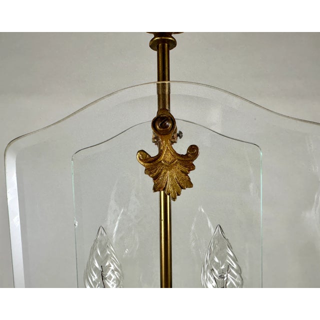 Mid-Century Modern Vintage Bronze and Glass Lantern Pendant, France, 1950s For Sale - Image 3 of 9