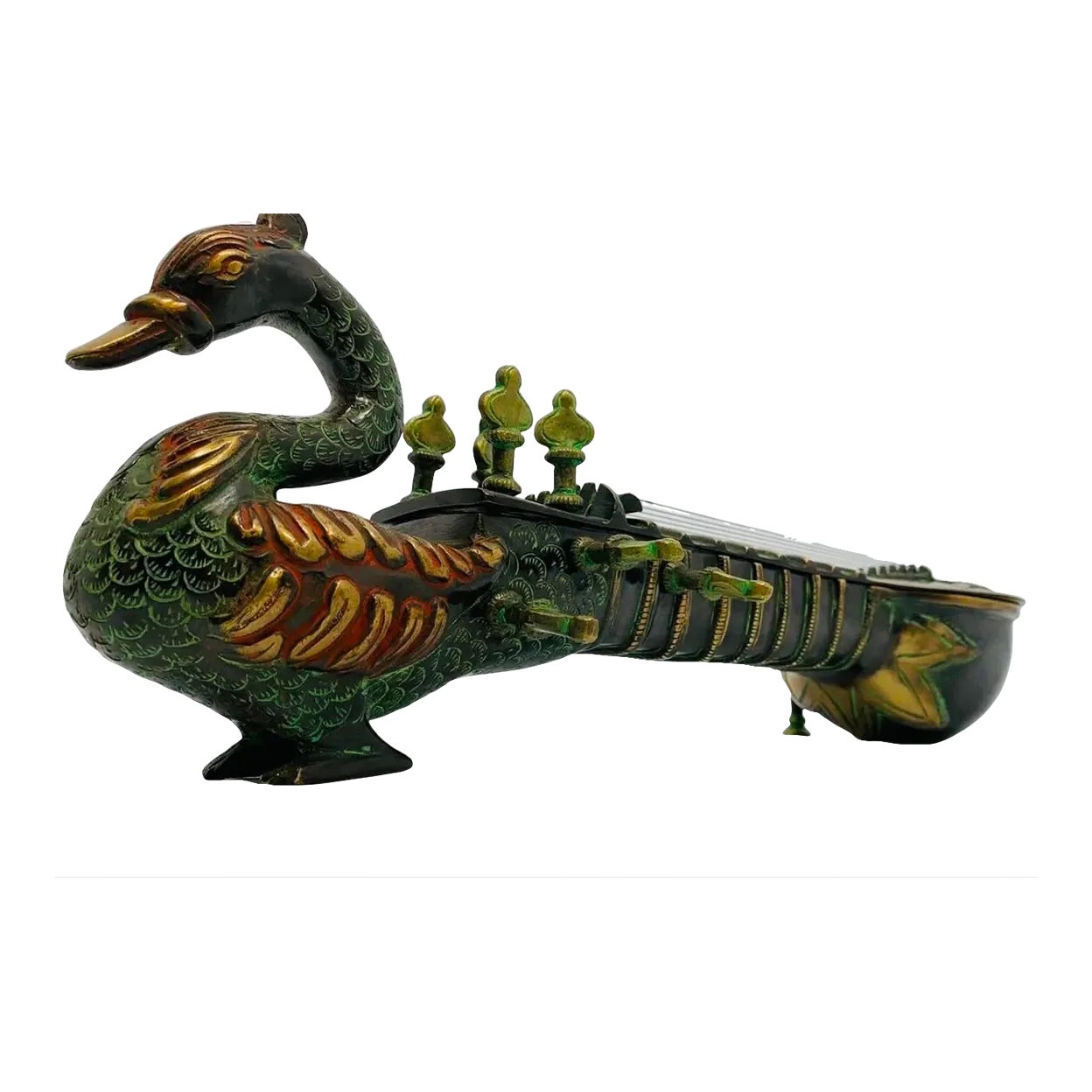 Vintage Solid Brass Taus Peacock Shaped Musical Instrument With Storage ...