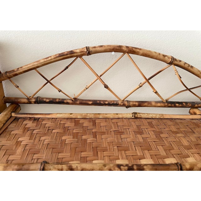 Wood Vintage Boho Scorched Bamboo Wall Shelf Bathroom Organizer For Sale - Image 7 of 8