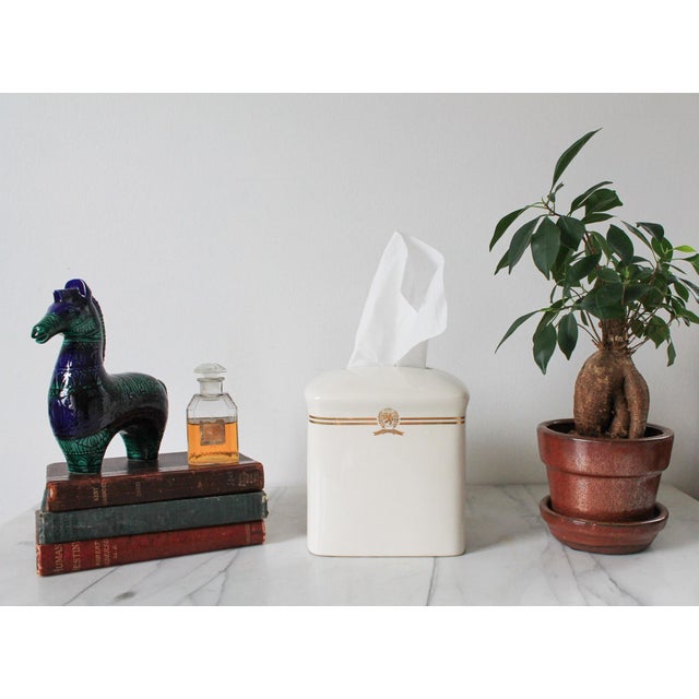 English Vintage Tommy Hilfiger Ceramic Tissue Box Cover For Sale - Image 3 of 11