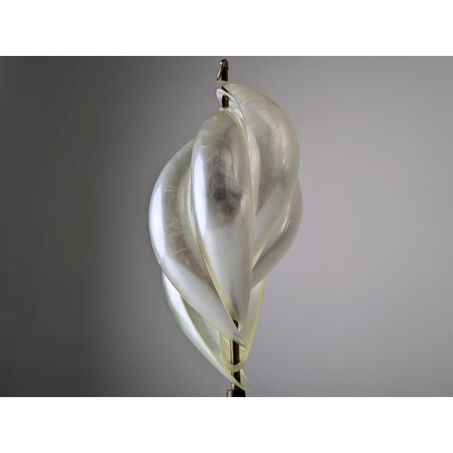 Hollywood Regency Canadian Opalescent Acrylic Glass Table Lamp by Maison Rougier, 1970s For Sale - Image 6 of 14