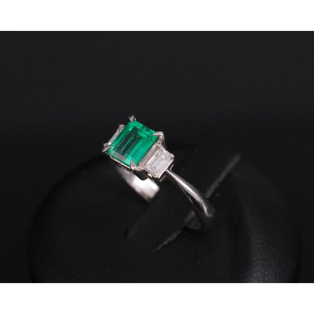 Late 20th Century 0.96ct Gia Colombian Untreated No Oil Emerald & Diamond Platinum Ring Size 5.75 For Sale - Image 10 of 18