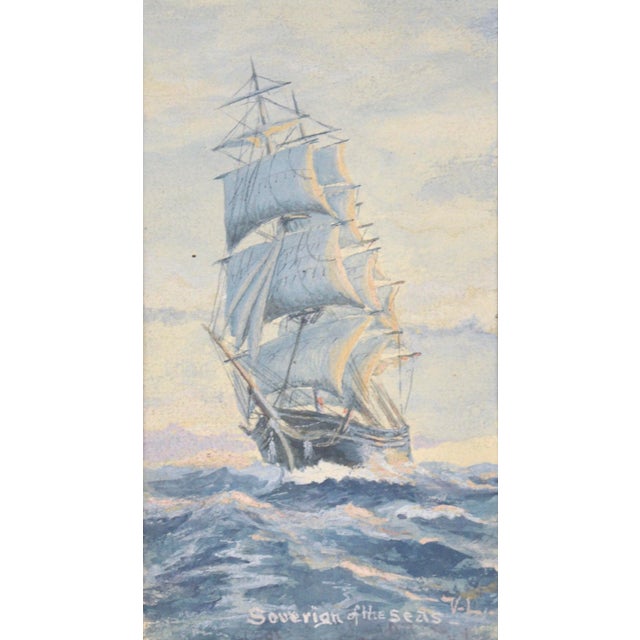 Regal depiction of the Sovereign of the Seas by Victor Lind (Sweden, 19th-20th c.). The ship is sailing towards the...