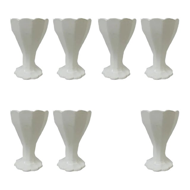 Antique Art Nouveau Ceramic Egg Cups by Adolf Behrmann for Max Roesler, Set of 7 For Sale