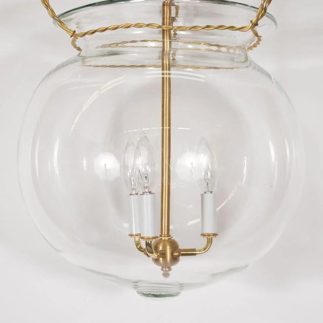 Contemporary "Fishbowl" Glass and Brass Pendant For Sale - Image 3 of 8