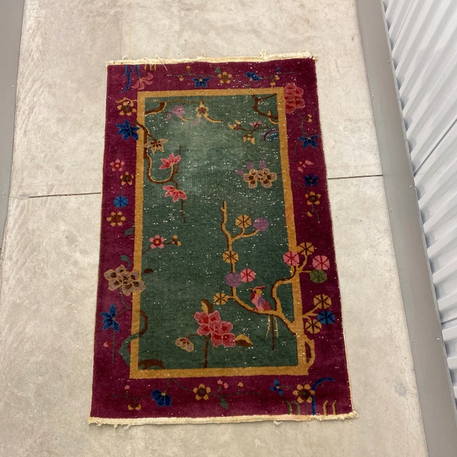 Wine Antique 3 X 5 Chinese Art Deco Rug For Sale - Image 8 of 8