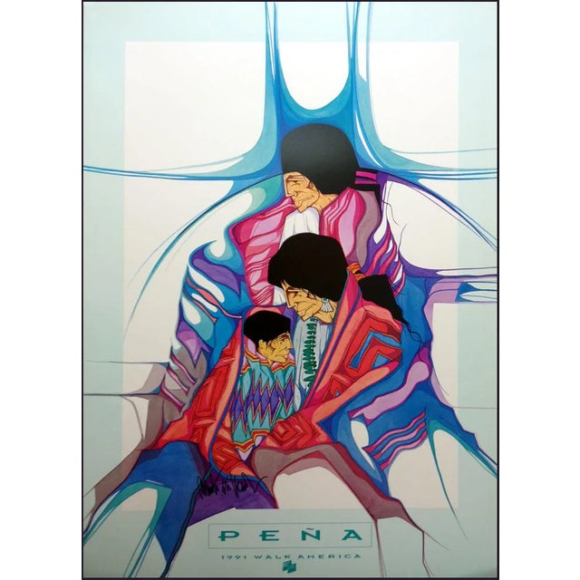 1990s "Familia De Hoy" Hand Signed Offset Lithograph by Amado Pena For Sale