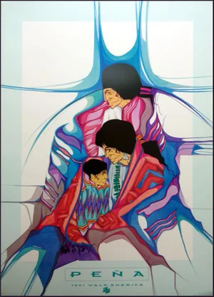 1990s "Familia De Hoy" Hand Signed Offset Lithograph by Amado Pena