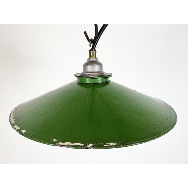 Industrial Green Enamel Light, 1950s For Sale - Image 4 of 17