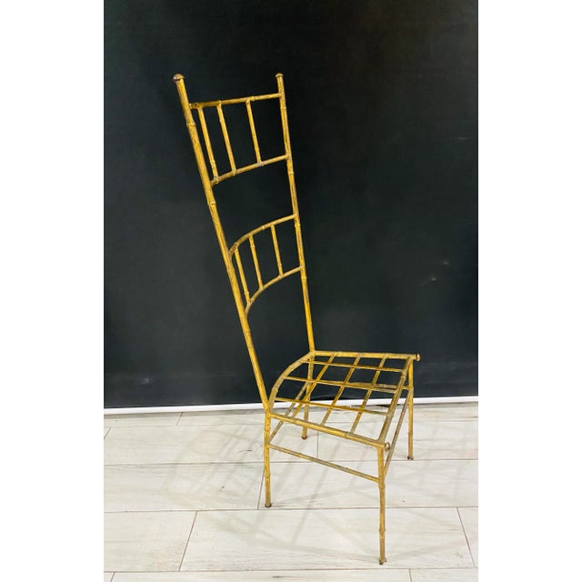 Metal Mid 20th Century Italian Faux Bamboo Brass Gilt Chiavari Style Chair For Sale - Image 7 of 7
