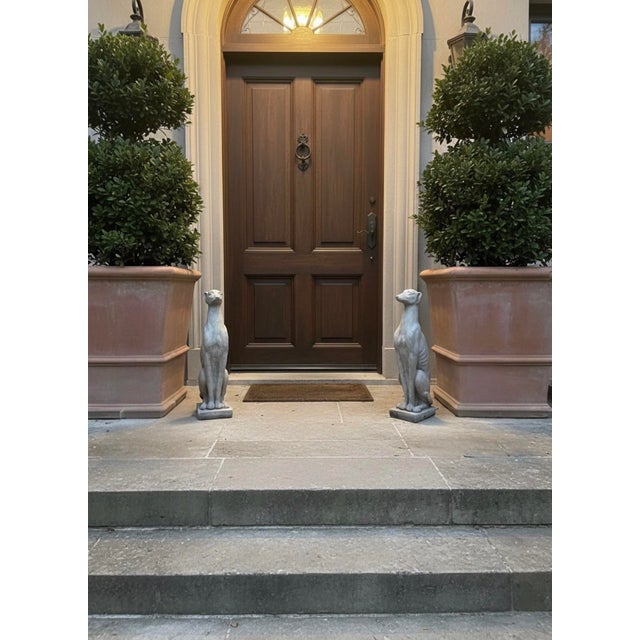 Pair of Neoclassical Style Cast Stone Seated Greyhounds For Sale In West Palm - Image 6 of 6