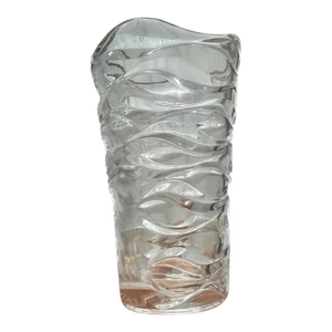Vintage Mikasa "Wave" Clear Sculptural Glass Vase | Heavy Textured Postmodern Design
