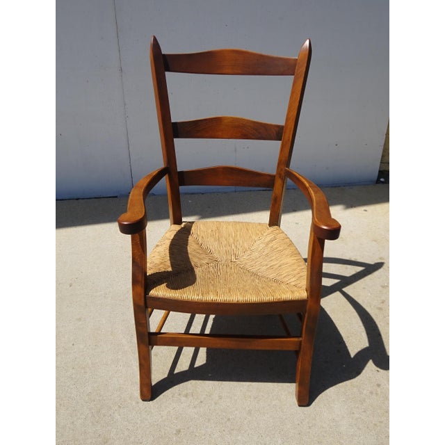 Wood and Straw Grandfathers Armchair, 1980s For Sale - Image 4 of 12