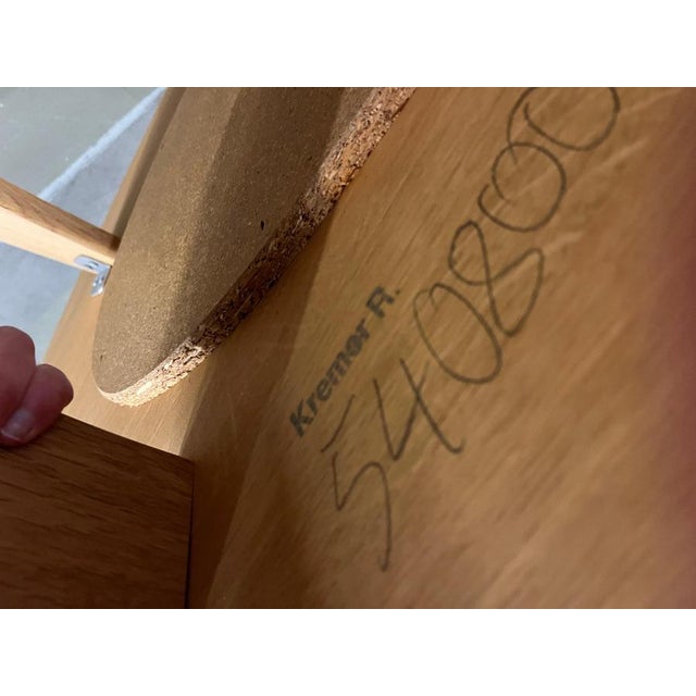 Vintage beech wood oval shaped two tierr coffee table with inlaid two tone stone and 4 elegant legs. 1980s - Germany Very...