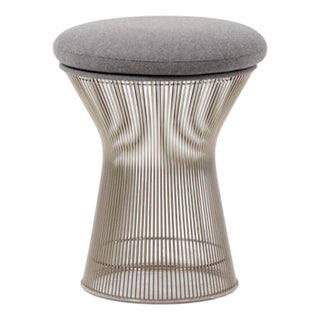 Round Stool with Metal Base by Warren Platner for Knoll, 1970s For Sale