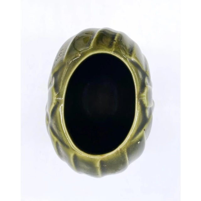 Ceramic Vintage Boho Chic Green Ceramic Leaf Vase For Sale - Image 7 of 9