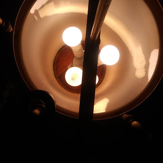 1970s Large Mid Century Gothic Pendant Light With Long Metal Downrod For Sale - Image 10 of 14