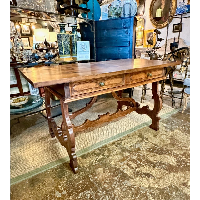 Italian Baroque-Style Writing or Side Table in Walnut, 19th Century For Sale - Image 9 of 14