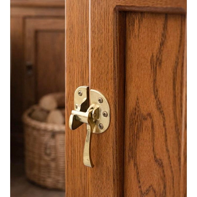 Wood Vintage White Cap “Snooze Island” Oak Icebox-Style Cabinet – Brass Hardware – 22” W For Sale - Image 7 of 10