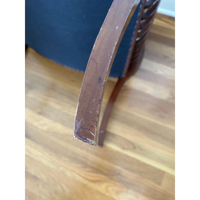 Brown Mid 20th Century Curved Slated Side Upholstered Seat/Bench For Sale - Image 8 of 12