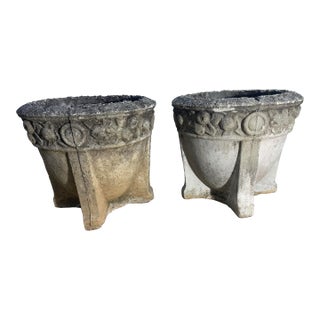 Late 18th Century Concrete French Planters With Fruit Relief, A Pair For Sale