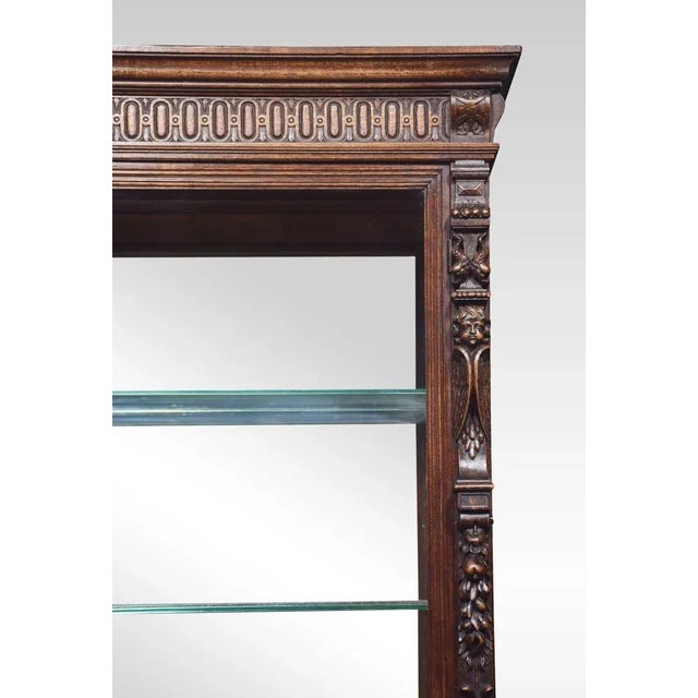 Brown Carved Oak Display Cabinet For Sale - Image 8 of 12