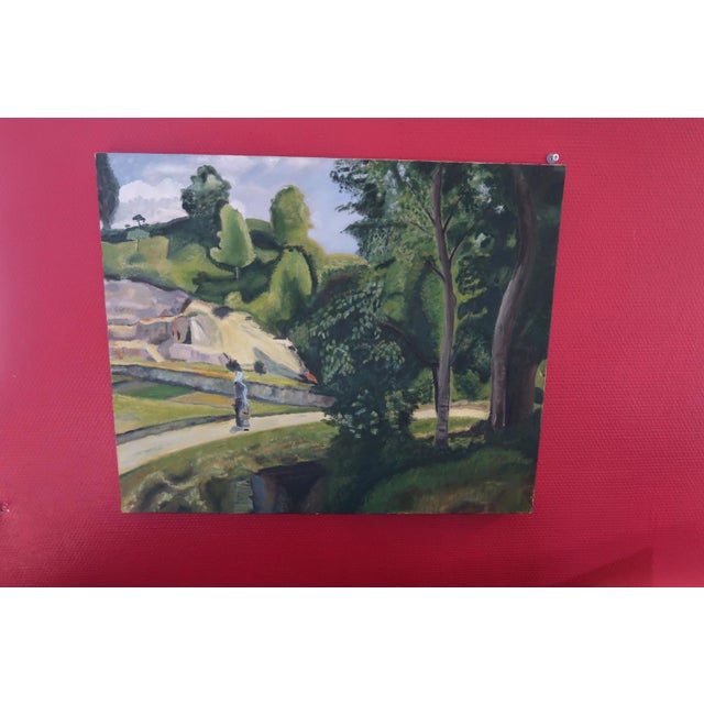 Green Vintage Oil on Canvas Painting - 20th Century 24" X 20" For Sale - Image 8 of 9