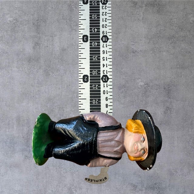 Vintage Miniature Cast Iron Amish Boy Girl Figurines Pa Dutch Folk Art Paperweight For Sale - Image 9 of 10