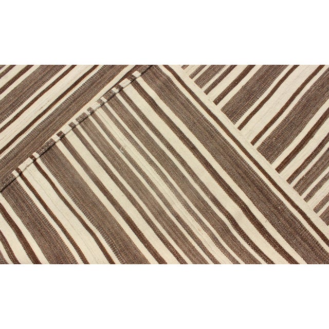 Textile Vintage Turkish Flat-Weave in Muted Colored Kilim in Taupe, Brown and Cream For Sale - Image 7 of 7