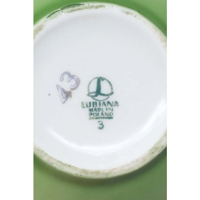 1950's Floral Green and White Porcelain Vase by Lubiana Poland For Sale - Image 4 of 6