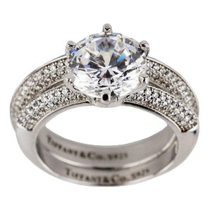 Double Silver Ring with Brilliant Cut Zircons. For Sale