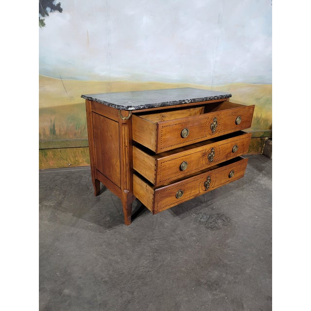 Brown Small Louis Xvi Chest of Drawers in Cherry Wood For Sale - Image 8 of 13