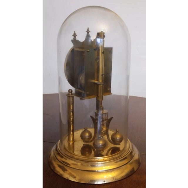 Antique Yearly Clock with Glass Dome For Sale - Image 5 of 8