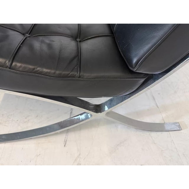 Animal Skin Leather Barcelona Chair by Ludwig Mies Van Der Rohe for Knoll Inc. For Sale - Image 7 of 15