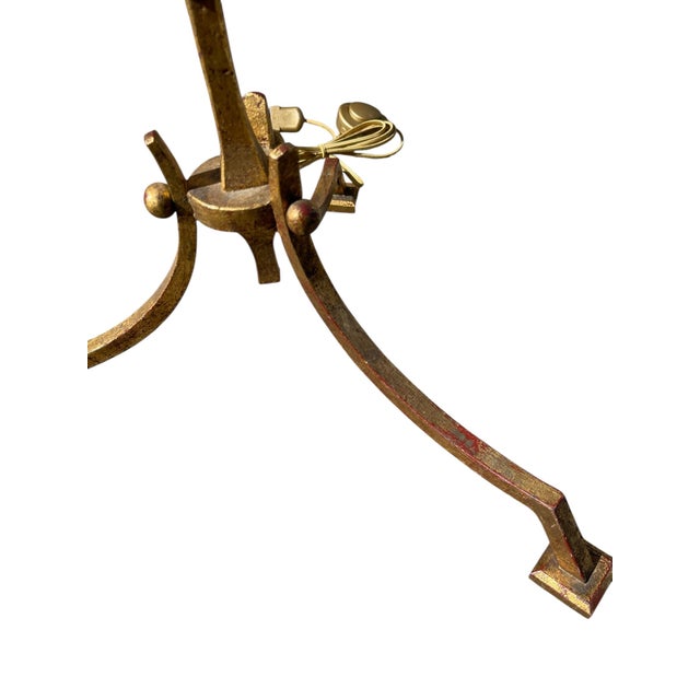 1940s Vintage Floor Lamp in Wrought Iron and Gilt from Maison Ramsay, 1940 For Sale - Image 5 of 8