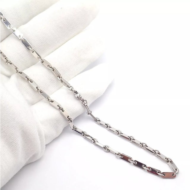 1990s 1990s Vintage Cartier White Gold Flat Link Necklace For Sale - Image 5 of 11