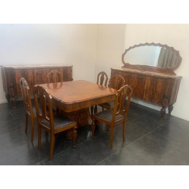 Art Deco Rosewood & Marble Dining Room Set, 1930s, Set of 10 For Sale - Image 14 of 14