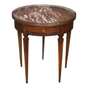 Louis XVI Style Bouillotte Table With Rouge Marble Top