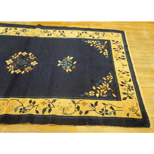 1920s 1920s Navy Blue Open Field Medallion Antique Chinese Peking Knotted Rug Carpet For Sale - Image 5 of 12