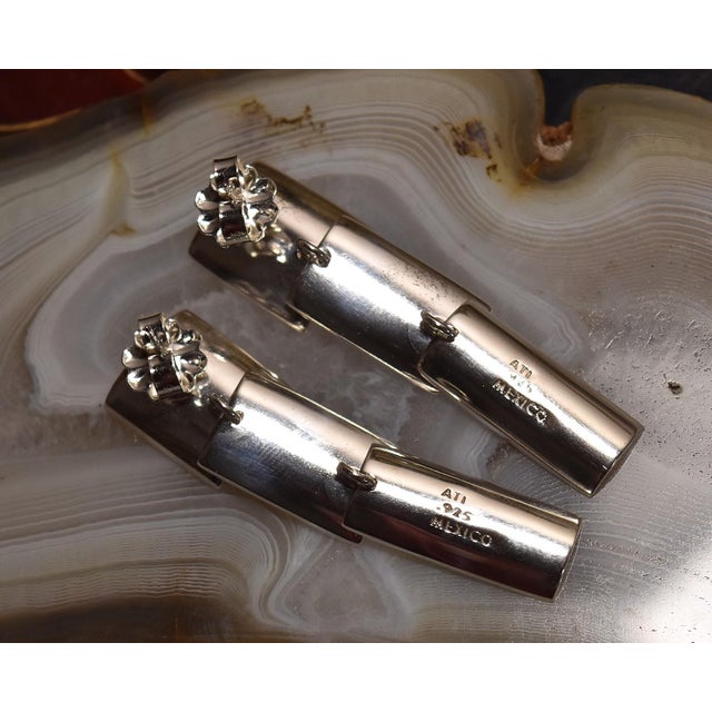 Vintage Mexican Sterling Silver Mod Segmented Post Earrings, Pair For Sale - Image 10 of 15