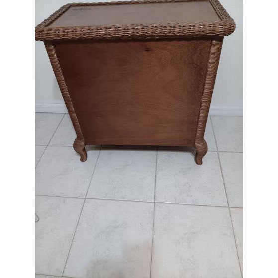 Wicker Rattan Chest or nightstand three drawer dark tone Style: Coastal Color: Brown Dimensions: 32" W x 32" H x 18" D