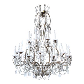 Late 20th Century Italian Crystal and Gilt Chandelier For Sale