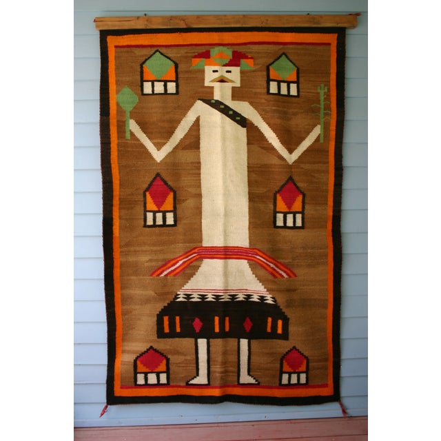 Early 20th Century Navajo Textile Rug - Large Single Kachina For Sale - Image 10 of 10