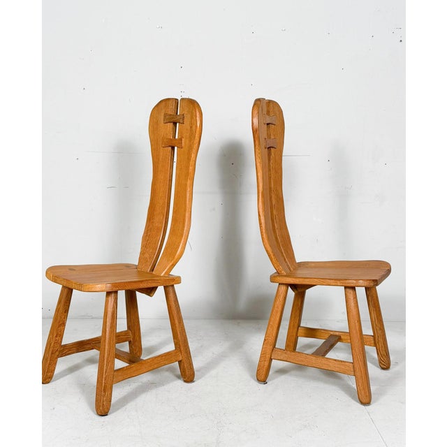 Vintage Brutalist Chairs in Oak from De Puydt, 1970s, Set of 6 For Sale - Image 11 of 16
