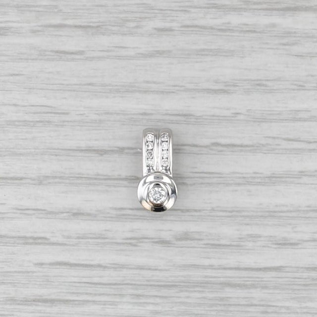 Metal 0.26ctw Diamond Pendant 14k White Gold Floating Drop For Sale - Image 7 of 8