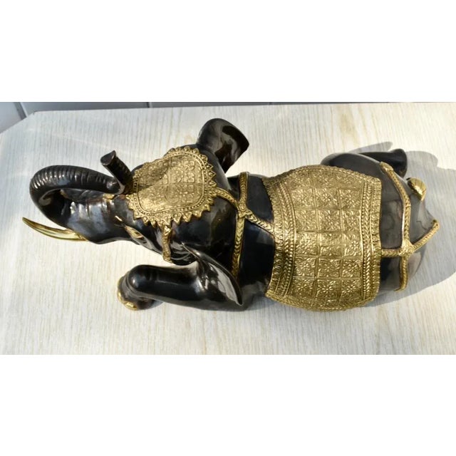 Vintage Thai Ornate Two Tone Bronze Elephant Statue For Sale - Image 11 of 12