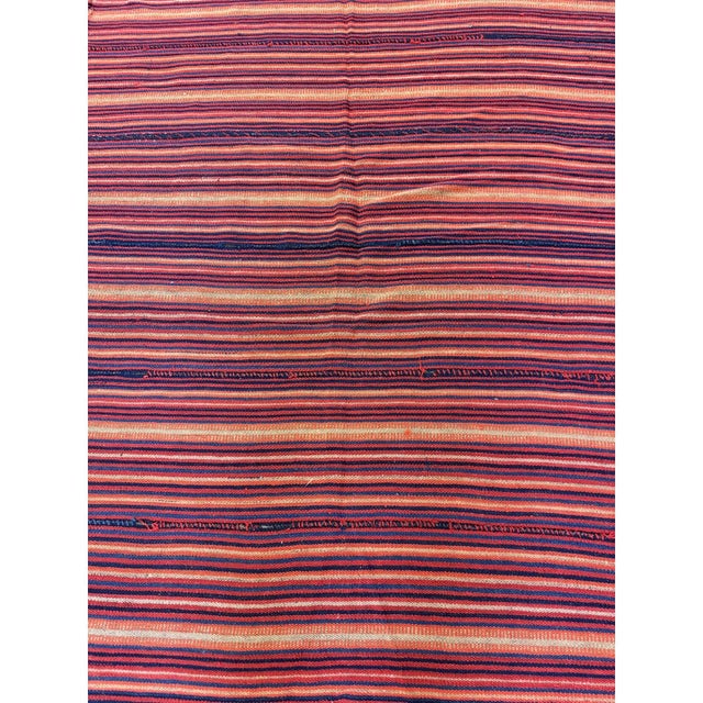 1950s 1950s Multicolor Ground Stripe Modern Turkish Kilim Flatweave Small Rug For Sale - Image 5 of 5